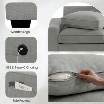 TEKAMON 100" Modular Sofa with Seats Storage, Comfy 3-Seater Chenille Fabric - Image 7