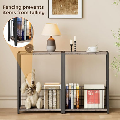 Homleke Narrow Side Table with Magazine Holder, Skinny End Table Perfect - Image 4