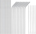 wholesale 25 Piece Set Stainless Steel Straws Ultra Long 10.5 Inch Drinking Metal Straws Reusable Drinking Straws for 20 30 OZ (10 Straight | 10 Bent | 5 Brushes)