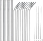 wholesale 25 Piece Set Stainless Steel Straws Ultra Long 10.5 Inch Drinking Metal Straws Reusable Drinking Straws for 20 30 OZ (10 Straight | 10 Bent | 5 Brushes)