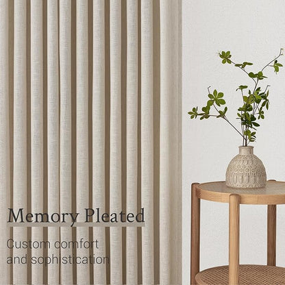 Topfinel Oatmeal Beige Pinch Pleated Curtains 45 Inches Long - Image 4