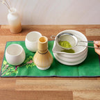 Marce Matcha Whisk Set- Matcha Set includes Matcha Whisk and Bowl (Bowl with Spout), Sifter, Holder and Scoop- The Perfect Bamboo Whisk for Matcha Tea (White- 7PC)