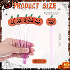 Remerry 18 Pcs Halloween Swizzle Sticks 6.7 Inches Halloween Reusable Stir Sticks Acrylic Drink Stirrers Pumpkin Cocktail Coffee Stirrers Bulk for Coffee Bar Cocktail Milk Party Decor(Pumpkin)