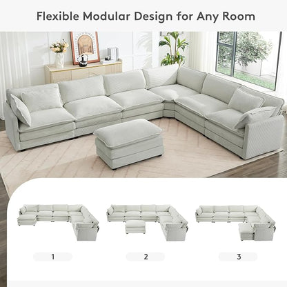 ROWHY 150'' Modular Sectional Corner Cloud Couch, 7 Seater Sofa Big Comfy - Image 4