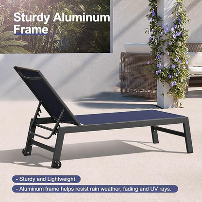 PURPLE LEAF Patio Chaise Lounge Set 2 Pieces Textilene Pool Lounge Chairs - Image 6