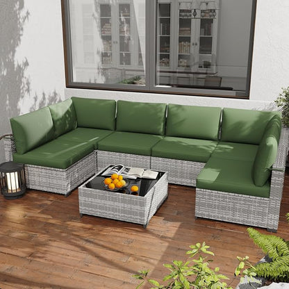 KIGOTY Patio Furniture Set, 7 Pieces Modular Outdoor Sectional Sofa, PE Rattan by KIGOTY