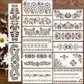 Talavera Stencils for Crafts Reusable Floral Stencils for Walls Mexican Flower Border Corner Drawing Stencil for Wood Furniture Wall Canvas Floor