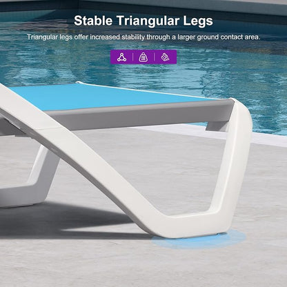PURPLE LEAF Patio Chaise Lounge Chair Set of 3 Outside Aluminum Plastic - Image 8
