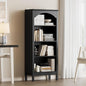 Arched Bookshelf with 4 Tier Open Shelves, Study and Living Room, Modern Black by JMHDYG