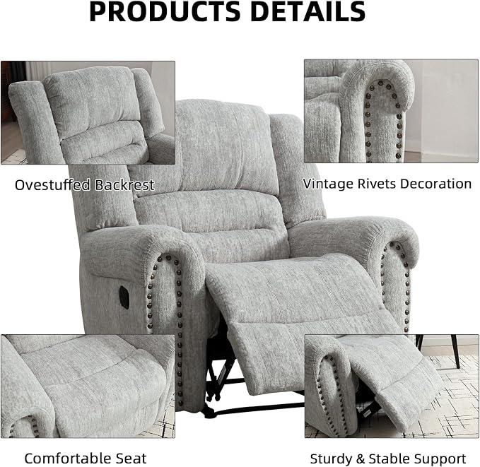 CANMOV Manual Recliner Chair, Classic and Traditional Manual Recliner Chair - Image 3