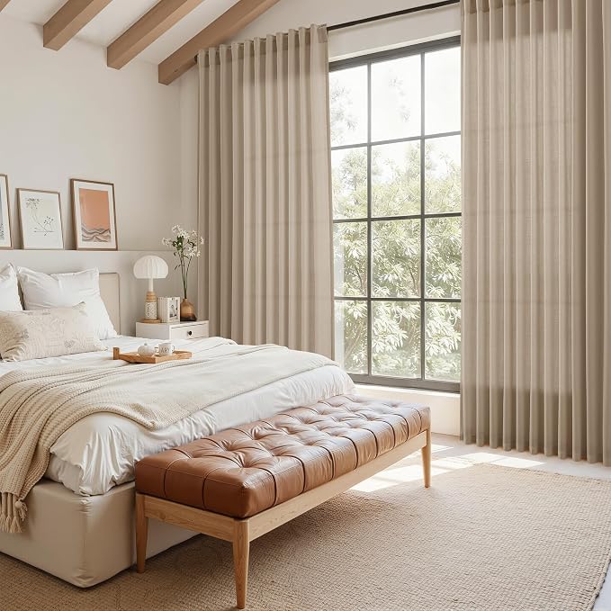 Sepia Beige Linen Curtains 90 Inches Long - Image 7