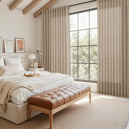 Sepia Beige Linen Curtains 90 Inches Long - Image 7