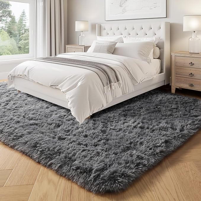 Plush Area Rugs for Living Room 6x9 Ft, Ultra Soft Shaggy Grey Rugs Carpets - Image 8
