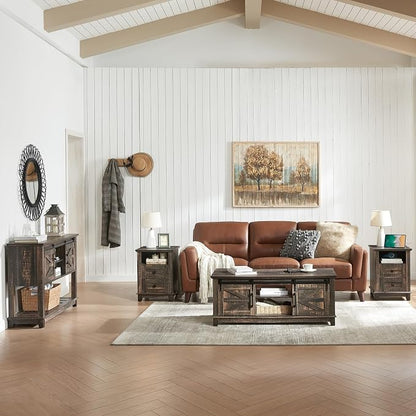 AMERLIFE Farmhouse 4-Piece Living Room Set, Entryway Console - Image 3