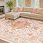 RELEANY Washable Area Rug, Water Repellent, Pet Friendly, Vintage Floral Boho by RELEANY