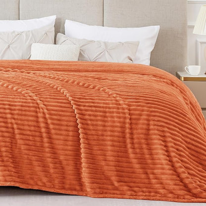 BEDELITE Ribbed Jacquard Burt Orange King Size Blanket - Image 7