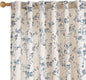 Blue Vintage Floral Linen Curtains Farmhouse 50W X 96L 2 Panels | Elisa Series by Lazzzy
