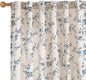 Blue Vintage Floral Linen Curtains Farmhouse 50W X 84L 2 Panels | Elisa Series by Lazzzy