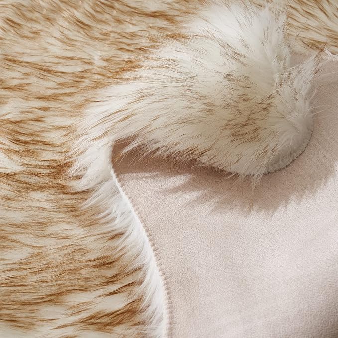MIULEE Fluffy Area Rug 3'x5' Large Faux Fur Sheepskin Rug FrostedTips Brown | - Image 5