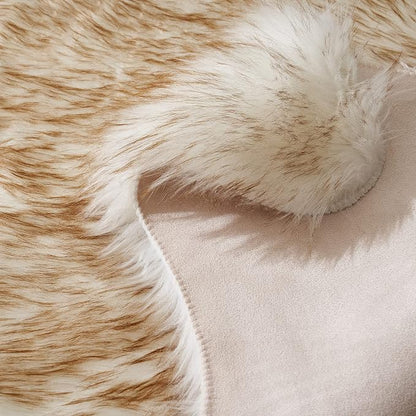 MIULEE Fluffy Area Rug 3'x5' Large Faux Fur Sheepskin Rug FrostedTips Brown | - Image 5