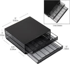 Mind Reader Single Serve Coffee Pod Organizer with 2 Drawers, 72 Pod Capacity, Metal Mesh, 13"L x 12.75"W x 5"H, Black