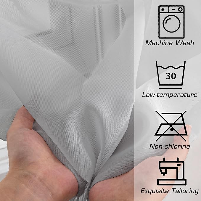 Light Grey Sheer Curtains 84 inches Long 2 Panels Set - Image 5