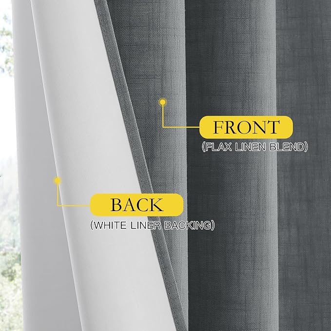 NICETOWN 100% Blackout Linen Texture Curtains 80 inches Long, Dove Grey - Image 5