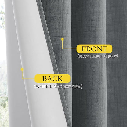 NICETOWN 100% Blackout Linen Texture Curtains 80 inches Long, Dove Grey - Image 5