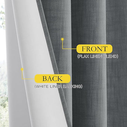 NICETOWN 100% Blackout Linen Texture Curtains 70 inches Long, Dove Grey - Image 5
