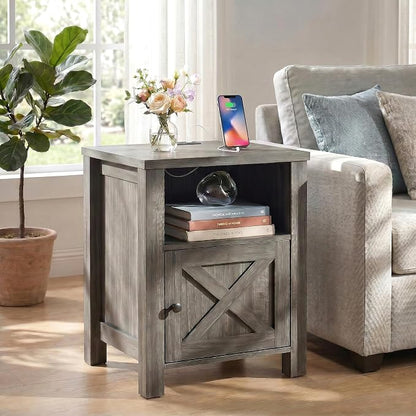 Marsail Farmhouse Nightstand Set of 2, Wood Bedside Table - Image 4