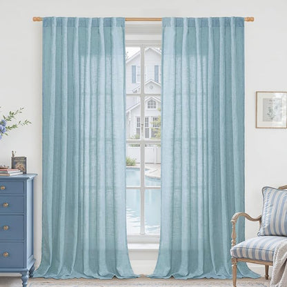 Living Room Linen Curtains 95 Inch by LAMIT