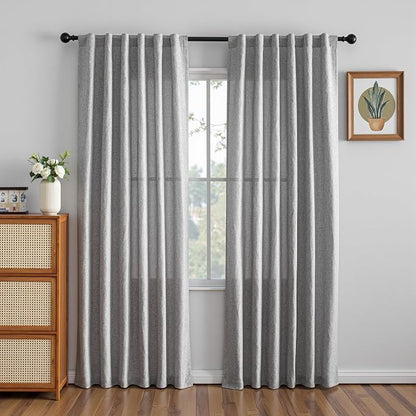 MYSKY HOME Living Room Curtains 84 Inches Long Semi Sheer Light Filtering - Image 8