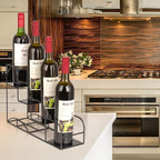 Syrup Rack for Coffee Bar Accessories, Iron 4 Compartment Bottle Organizer, Countertop Display Storage Shelf Bottle Stand, Metal Coffee Bar Organizer for Wine, Kitchen, Holds 4 Bottles