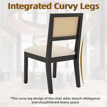 Westice Rattan Dining Chairs Set of 2, Farmhouse Natural Dining Room Chairs - Image 7