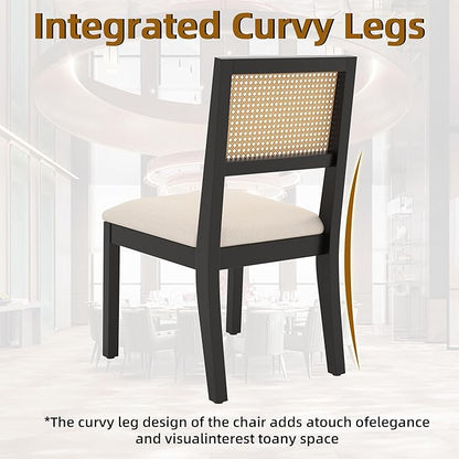 Westice Rattan Dining Chairs Set of 4, Farmhouse Natural Dining Room Chairs - Image 7