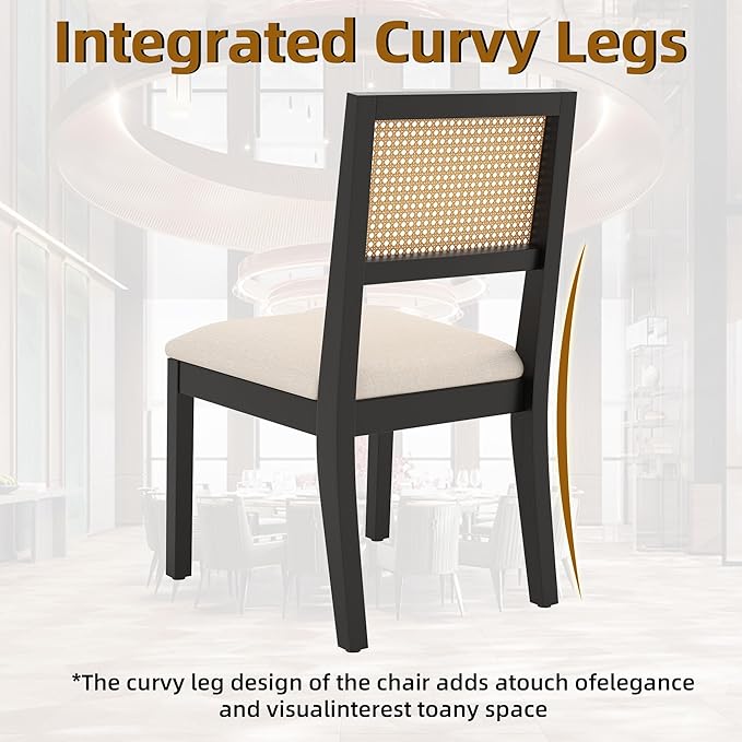 Westice Rattan Dining Chairs Set of 6, Farmhouse Natural Dining Room Chairs - Image 7