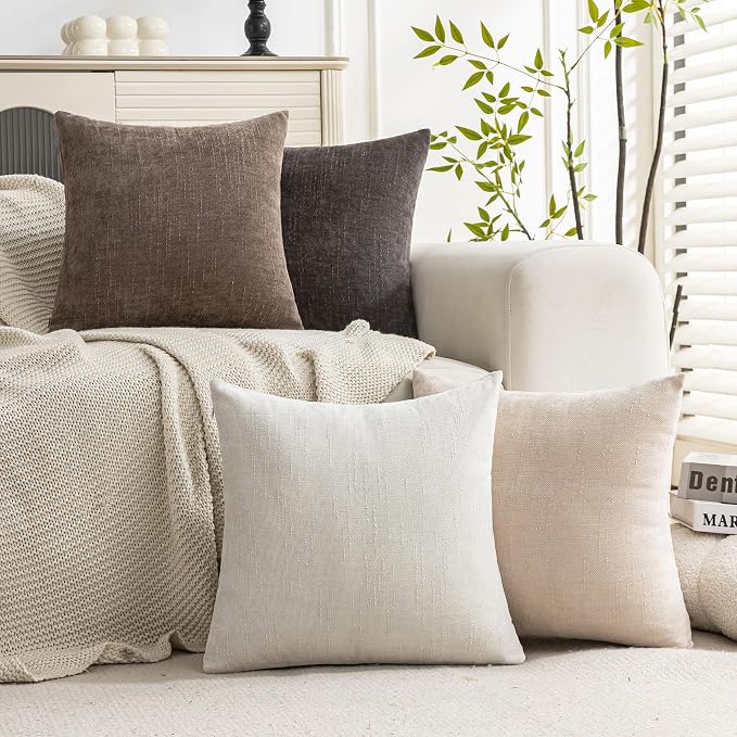 Set of 4 Soft Textured Decorative Throw Pillow Covers 16x16 Inch Cozy Farmhouse - Image 2