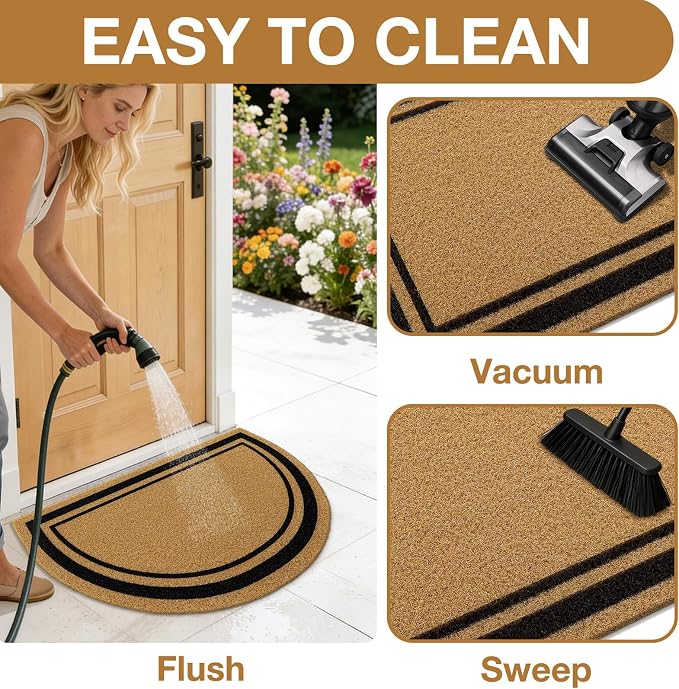 OLANLY Half Circle Front Door Mat, Low Profile Doormat, Stain and Fade Resistant - Image 5