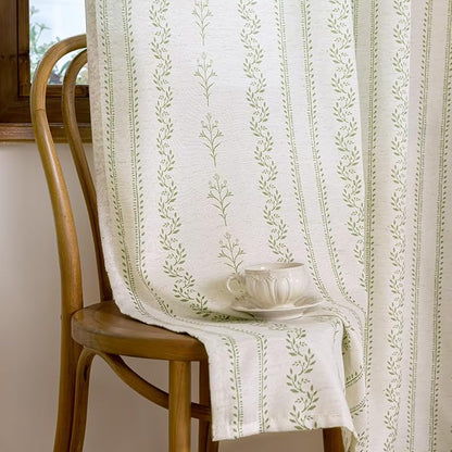 BGment Sage Green Floral Curtains 84 Inch Long, Light Filtering Linen Curtains - Image 8