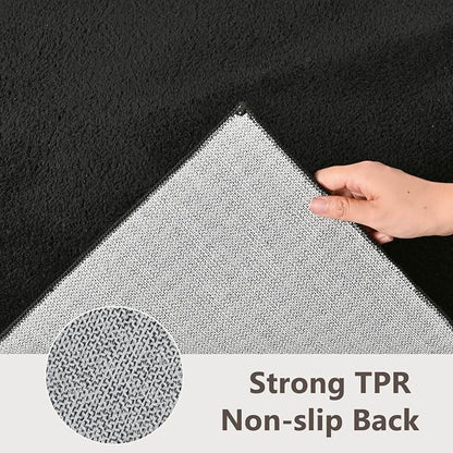 2x10 Black Solid Runner Rug Washable Non-Slip - Image 6