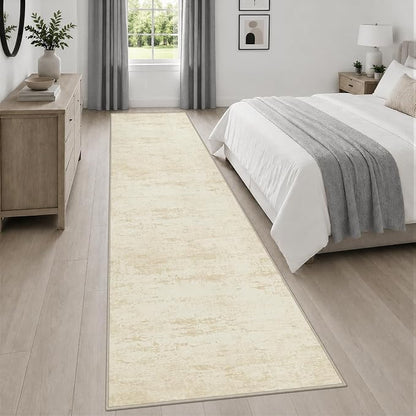 2.6x14 Washable Runner Rug:Modern Abstract Indoor Soft Carpet Beige | - Image 4