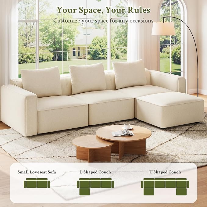 Welzona 103" Modular Sectional Sofa, Minimalist Comfy Cloud Couch Sectional - Image 9