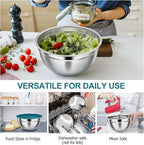 TeamFar Mixing Bowls, Stainless Steel Nesting Salad Bowls with Airtight Lids Set, For Serving/Mixing/Storing, Healthy & Heavy-duty, Dishwasher Safe & Easy Clean, 4.6/3 / 1.5 QT, Navy Blue