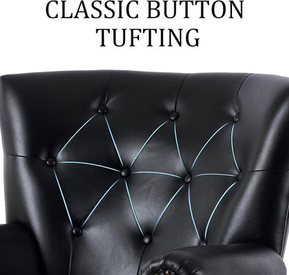 Modern Accent Chair Set of 2, Mid-Century PU Leather Armchair - Image 8