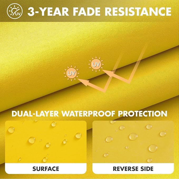 MIULEE Yellow Outdoor Seat Cushion 22x22 Inch Waterproof & 3 Year Fade - Image 3