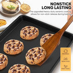 4 Pack Baking Sheet Pan Set Non Stick, Carbon Steel Cookie Sheets for Baking with Wire Rack, Cooling Racks for Cooking and Baking, Thicker Ceramic Half/Quarter/Jelly Roll Baking Trays for Oven