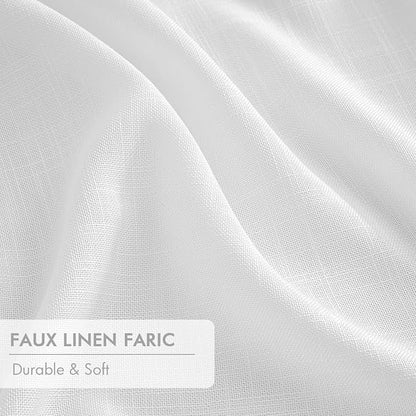 MIULEE White Pinch Pleated 100% Blackout Linen Curtains 40x96 Inches | Room - Image 6