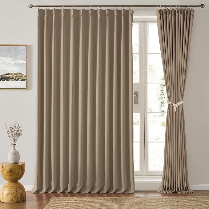 80 Inch Wide Black Pinch Pleated Curtains 80 x 120, Thermal Insulated Noise by KEQIAOSUOCAI