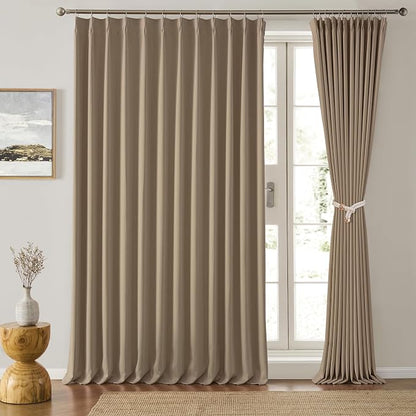 80 Inch Wide Black Pinch Pleated Curtains 80 x 120, Thermal Insulated Noise by KEQIAOSUOCAI