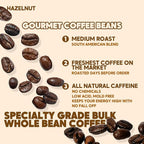 Sarasota Coffee Whole Bean Hazelnut | Medium Roast Gourmet Flavored Coffee Beans | Low Acid, Mold Free, Specialty Grade Bulk Beans | 5lb (80 oz)